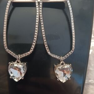 Elegant Silver Heart Pendant Earrings